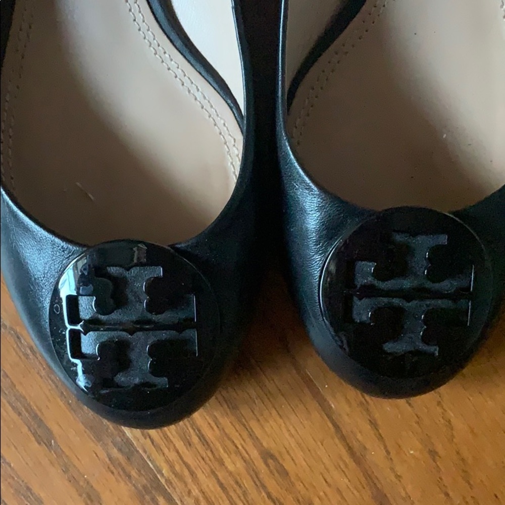 Tory Burch black square heeled pumps